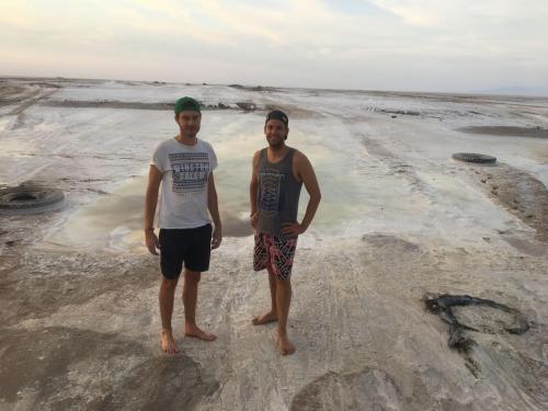 Our Polish tourists in the salt lake in Kashan